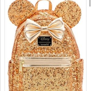 Disney Loungefly Yellow Gold Sequin Mini Backpack